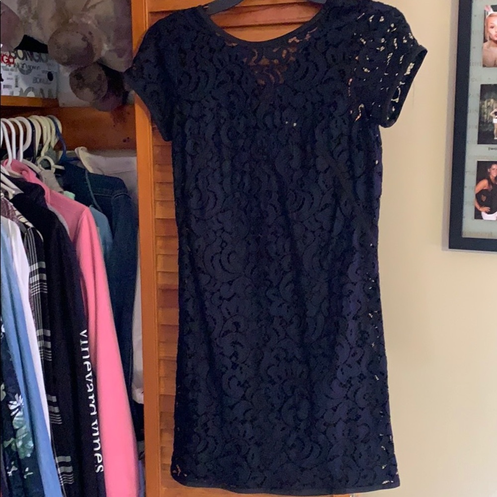 Navy lace loft dress